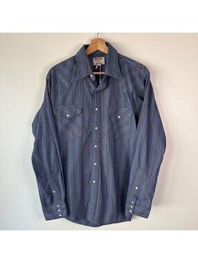 Vintage 90s Ruddock Western Striped Pearl Snap Rodeo Long Sleeve Shirt Large